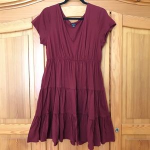 Wild Fable Tiered Babydoll Dress Burdgundy
